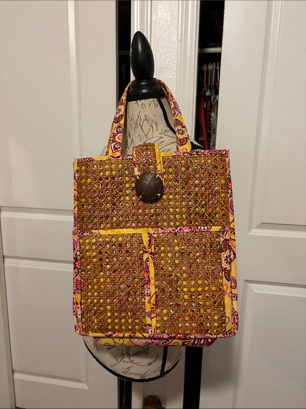 Vera Bradley Yellow and Pink Woven Tote